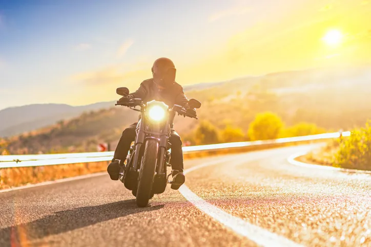 motorcycle rider on the highway