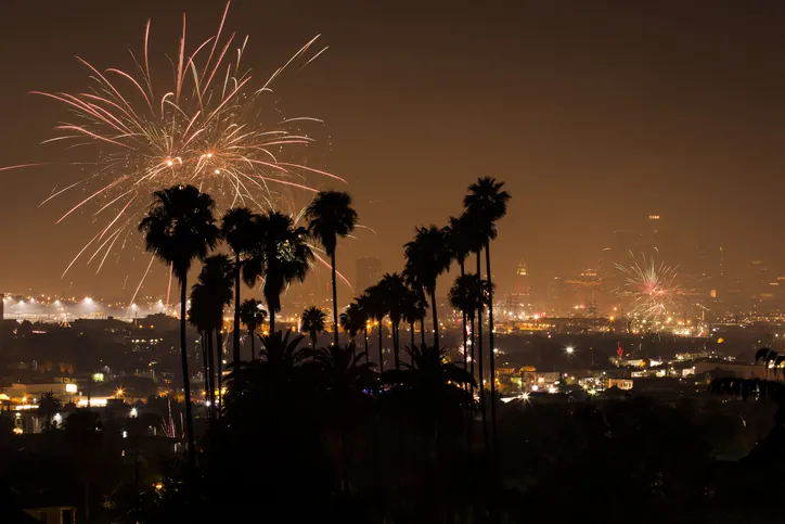 fireworks in Downtown Los Angeles